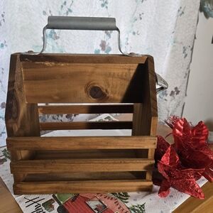 Wooden Caddy with Metal Handle